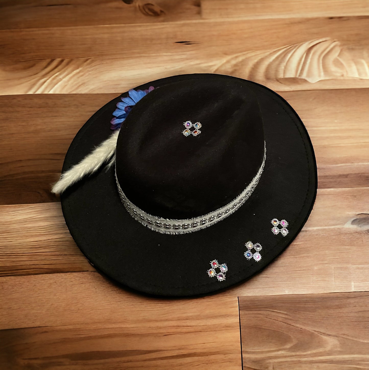 Black Fedora Style Fashion Adjustable Hat Felt Material