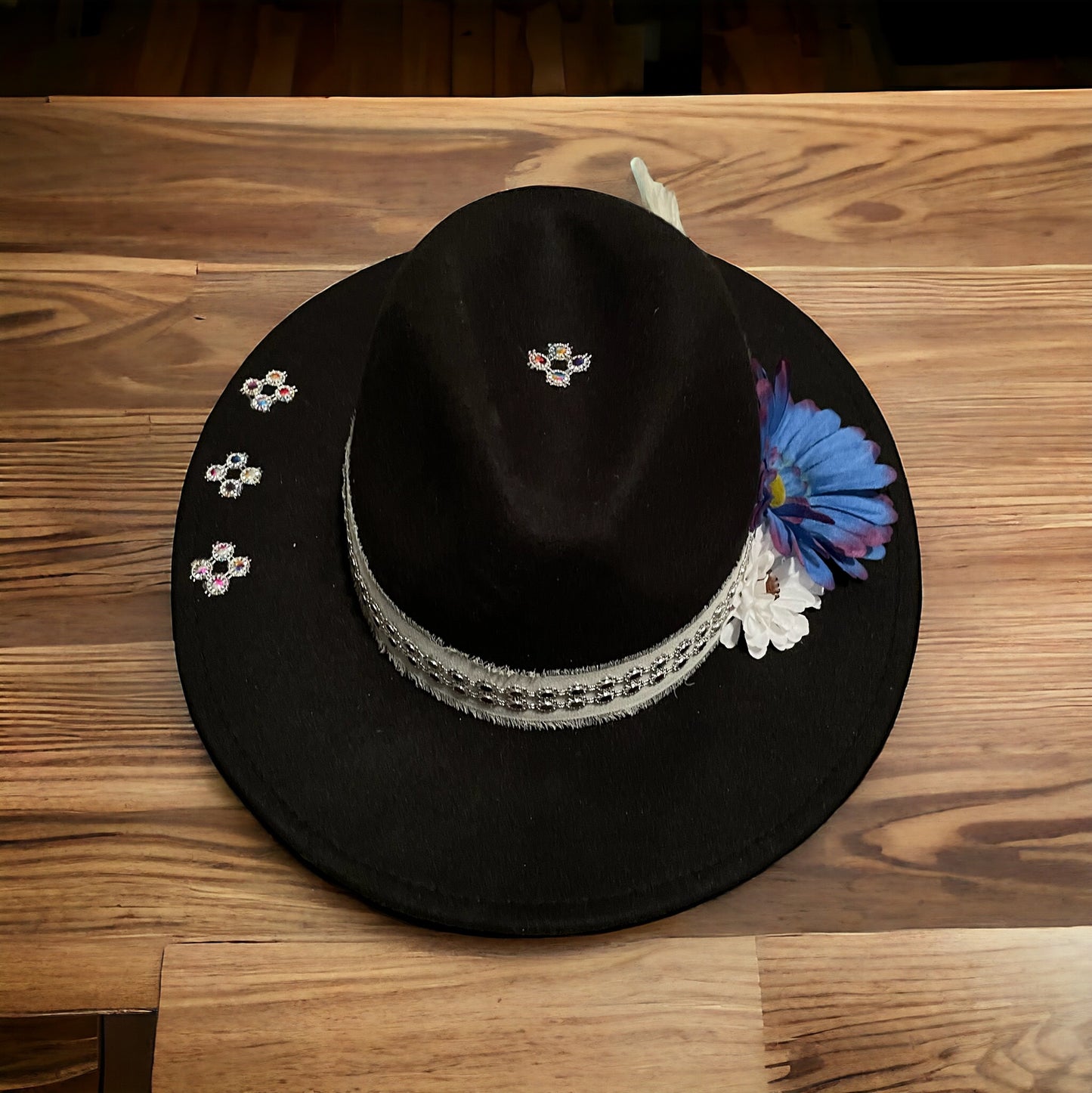 Black Fedora Style Fashion Adjustable Hat Felt Material