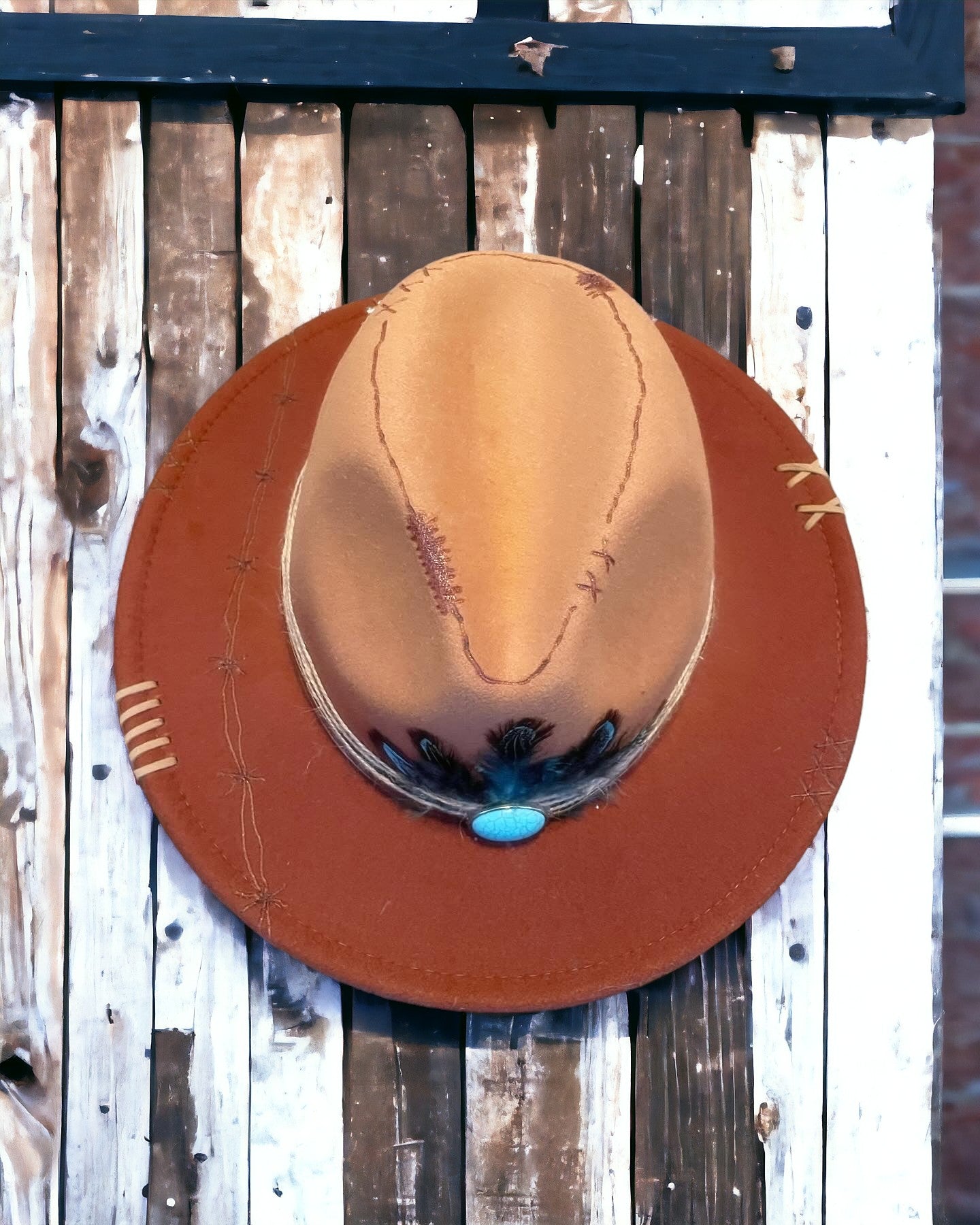 Custom Burned Western Fedora Style Hat
